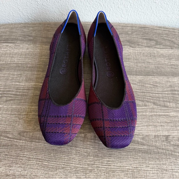 Rothy's The Square Flats in Cranberry Plaid Women’s Size 12 Purple Pink - Picture 2 of 9